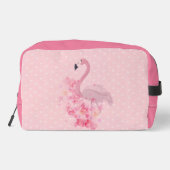 Roze Waterverf Flamingo Floral en Stippen Genoemd Toilettasje (Achterkant)