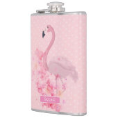 Roze Waterverf Flamingo Floral en Stippen Heupfles (Links)