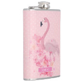 Roze Waterverf Flamingo Floral en Stippen Heupfles (Rechts)