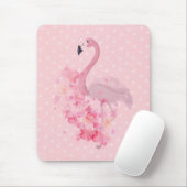Roze Waterverf Flamingo Floral en Stippen Muismat (Met muis)