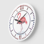 Roze waterverf Flamingo. Grote Klok (Hoek)