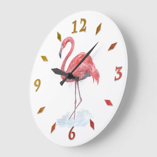Roze waterverf Flamingo. Grote Klok (Hoek)