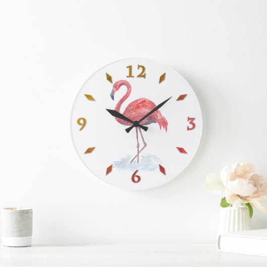 Roze waterverf Flamingo. Grote Klok (Huis)