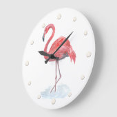 Roze waterverf Flamingo. Grote Klok (Hoek)