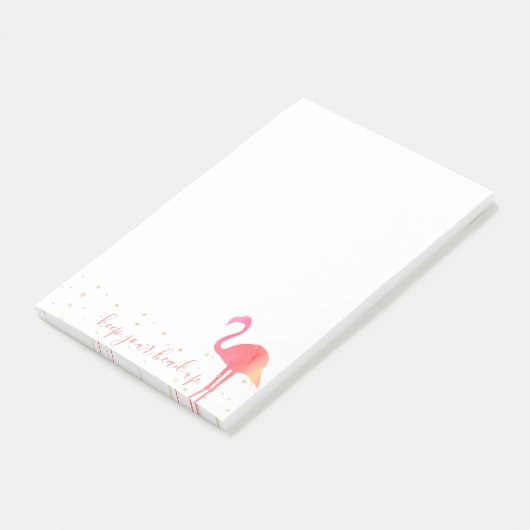 Roze Waterverf Flamingo houdt uw hoofd omhoog Post-it® Notes (Schuin)