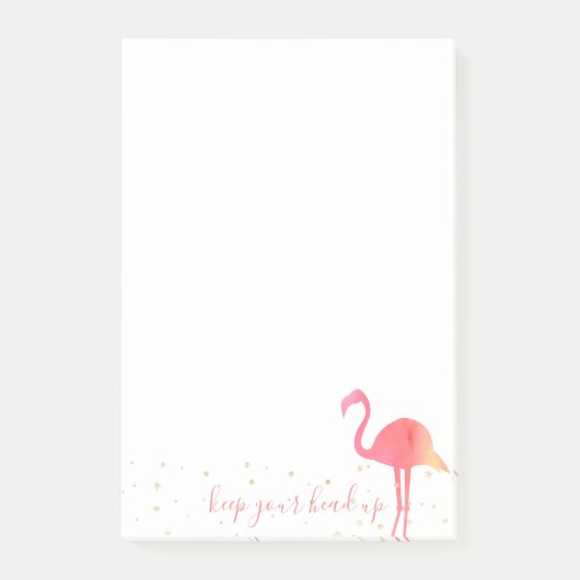 Roze Waterverf Flamingo houdt uw hoofd omhoog Post-it® Notes (Voorkant)