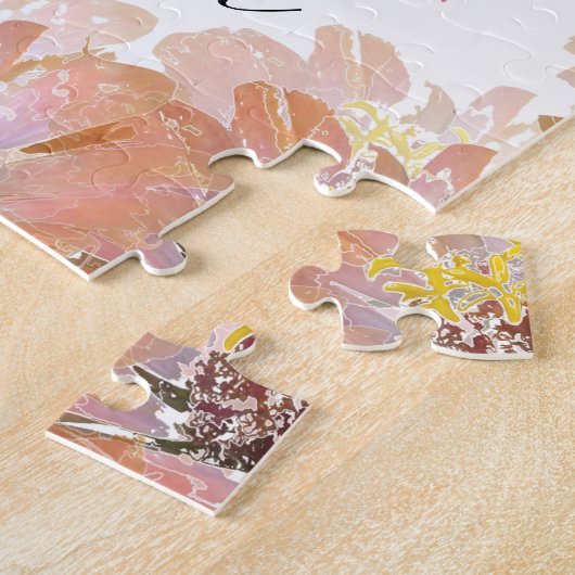Roze waterverf Flamingo. Jigzaag Puzzle Legpuzzel (Zijkant)