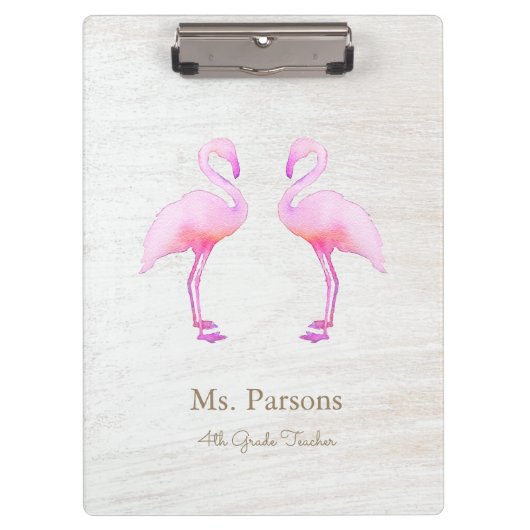 Roze Waterverf Flamingo Klembord (Voorkant)