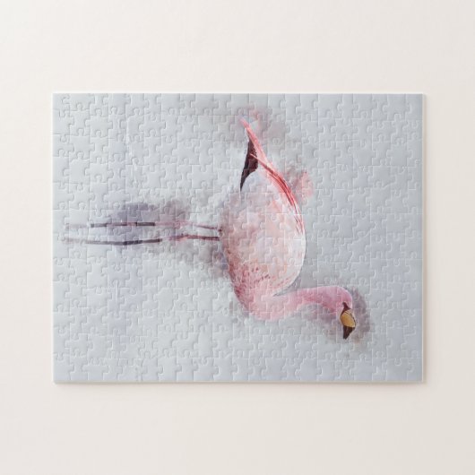 Roze Waterverf Flamingo Legpuzzel (Horizontaal)