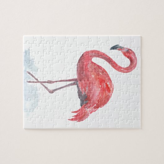 Roze waterverf Flamingo. Legpuzzel (Horizontaal)