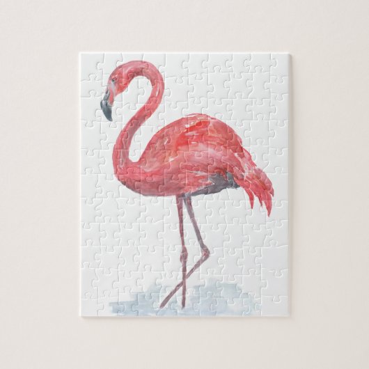 Roze waterverf Flamingo. Legpuzzel (Verticaal)
