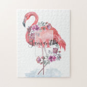 Roze waterverf Flamingo. Legpuzzel (Verticaal)