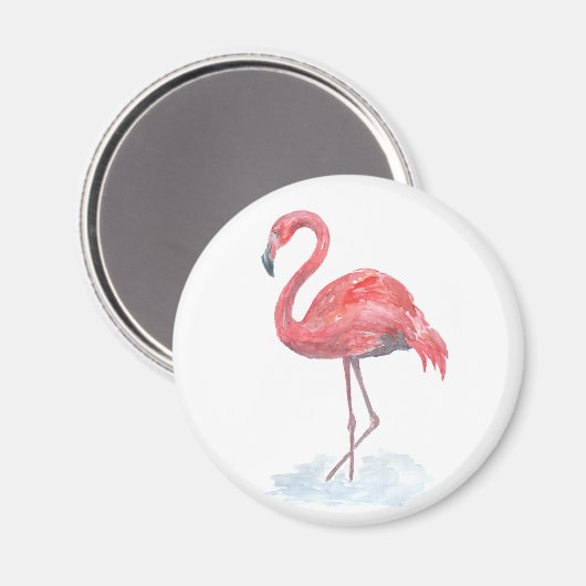 Roze waterverf Flamingo. Magneet (Voorkant / Achterkant)