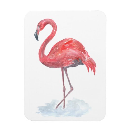 Roze waterverf Flamingo. Magneet (Verticaal)