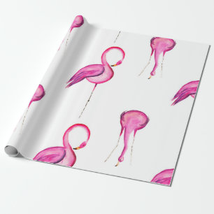 Roze waterverf flamingo naadloos patroon cadeaupapier