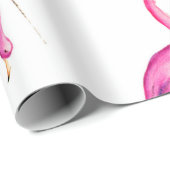 Roze waterverf flamingo naadloos patroon cadeaupapier (Rol Hoek)