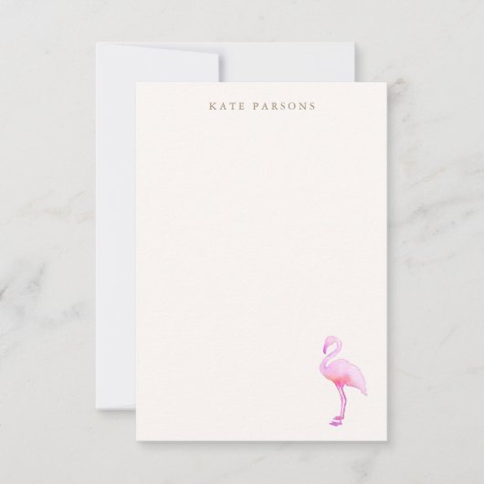 Roze Waterverf Flamingo Note Card Notitiekaartje (Voorkant)