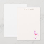 Roze Waterverf Flamingo Note Card Notitiekaartje (Voorkant / Achterkant)