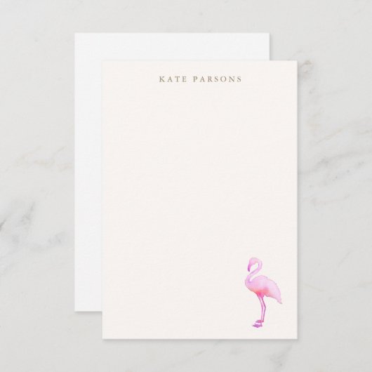 Roze Waterverf Flamingo Note Card Notitiekaartje (Voorkant / Achterkant)