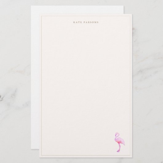 Roze Waterverf Flamingo Notepad Stationery Briefpapier (Voorkant / Achterkant)