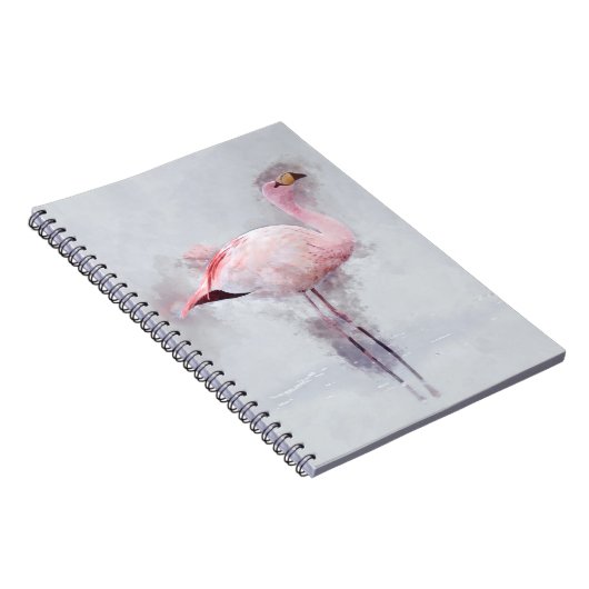 Roze Waterverf Flamingo Notitieboek (Rechterzijde)