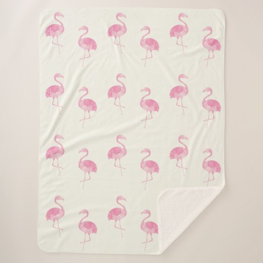 Roze Waterverf Flamingo patroon Sherpa Deken (Voorkant)