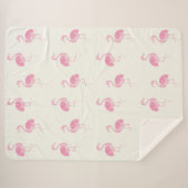 Roze Waterverf Flamingo patroon Sherpa Deken (Voorkant (horizontaal))