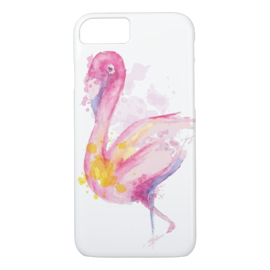 Roze Waterverf Flamingo Phone Case (Achterkant)