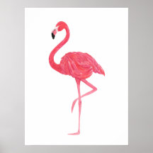Roze Waterverf Flamingo Print Poster