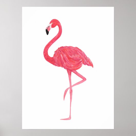 Roze Waterverf Flamingo Print Poster (Voorkant)