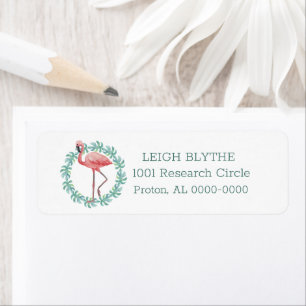 Roze Waterverf Flamingo Return Address Label