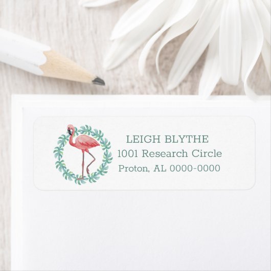 Roze Waterverf Flamingo Return Address Label (Insitu)