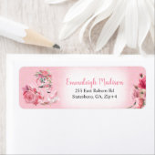 Roze Waterverf Flamingo Return-adres Etiket (Insitu)