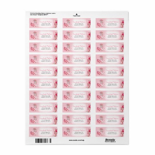 Roze Waterverf Flamingo Return-adres Etiket (Full Sheet)