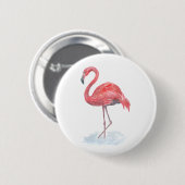 Roze waterverf Flamingo. Ronde Button 5,7 Cm (Voorkant /achterkant)