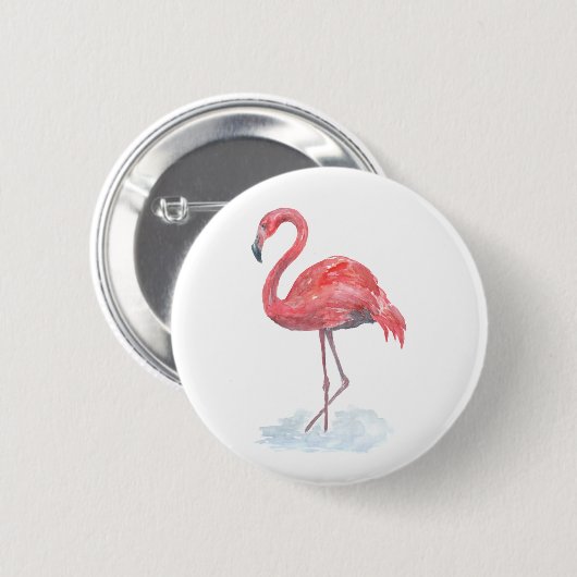 Roze waterverf Flamingo. Ronde Button 5,7 Cm (Voorkant /achterkant)