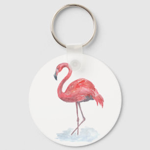 Roze waterverf Flamingo. Sleutelhanger