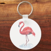 Roze waterverf Flamingo. Sleutelhanger (Voorkant)