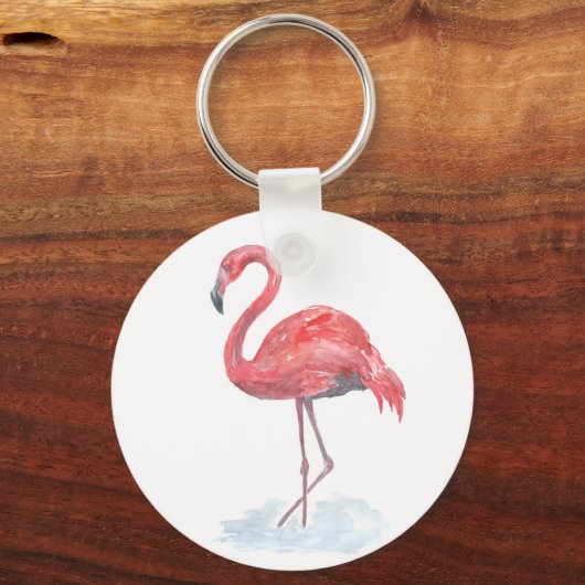 Roze waterverf Flamingo. Sleutelhanger (Voorkant)