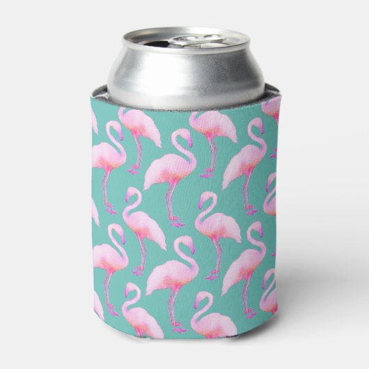 Roze Waterverf Flamingo Tissue Paper Blikjeskoeler (Blikje Voorkant)