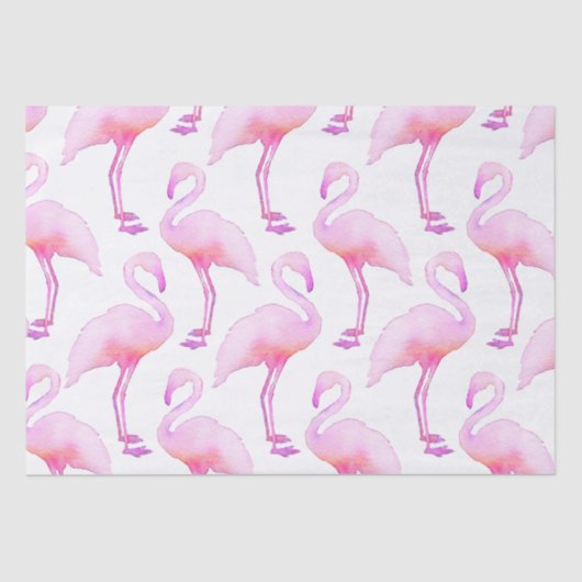 Roze Waterverf Flamingo Tissue Paper Tissuepapier (Voorkant)