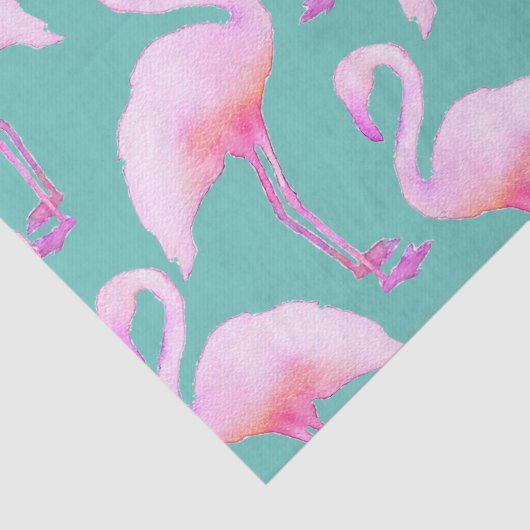 Roze Waterverf Flamingo Tissue Paper Tissuepapier (Detail)