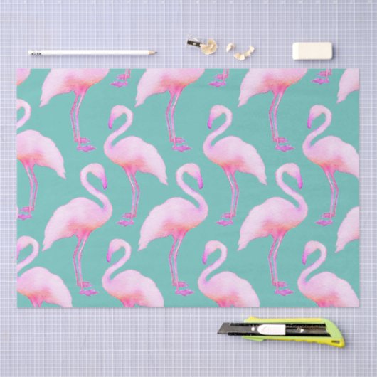 Roze Waterverf Flamingo Tissue Paper Tissuepapier (Craft)