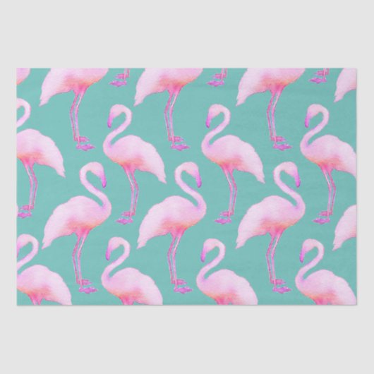 Roze Waterverf Flamingo Tissue Paper Tissuepapier (Voorkant)