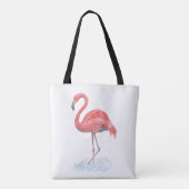 Roze waterverf Flamingo. Tote Bag (Achterkant)