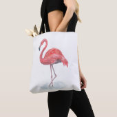Roze waterverf Flamingo. Tote Bag (Dichtbij)