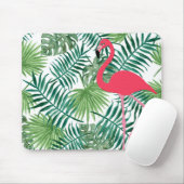 Roze Waterverf Flamingo Tropical Leaf Print Muismat (Met muis)