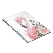 Roze Waterverf Flamingo Tropisch met Jouw naam Notitieboek (Rechterzijde)