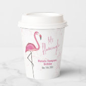 Roze Waterverf Flamingo Verjaardagsfeest Papieren Bekers (Voorkant)