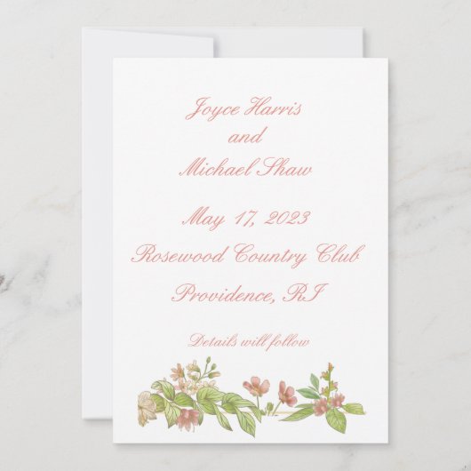 Roze Waterverf Flat Card (Achterkant)